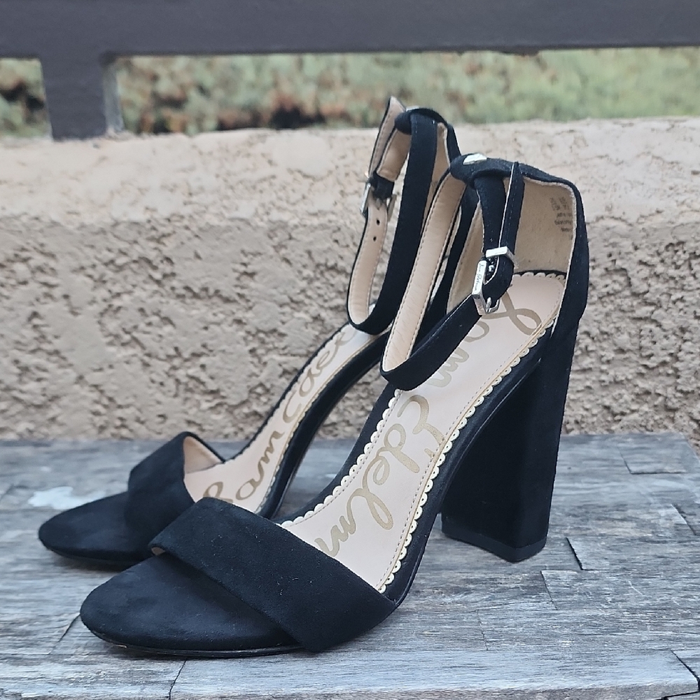 Sam Edelman Heeled Sandals Black Suede Size 5.5